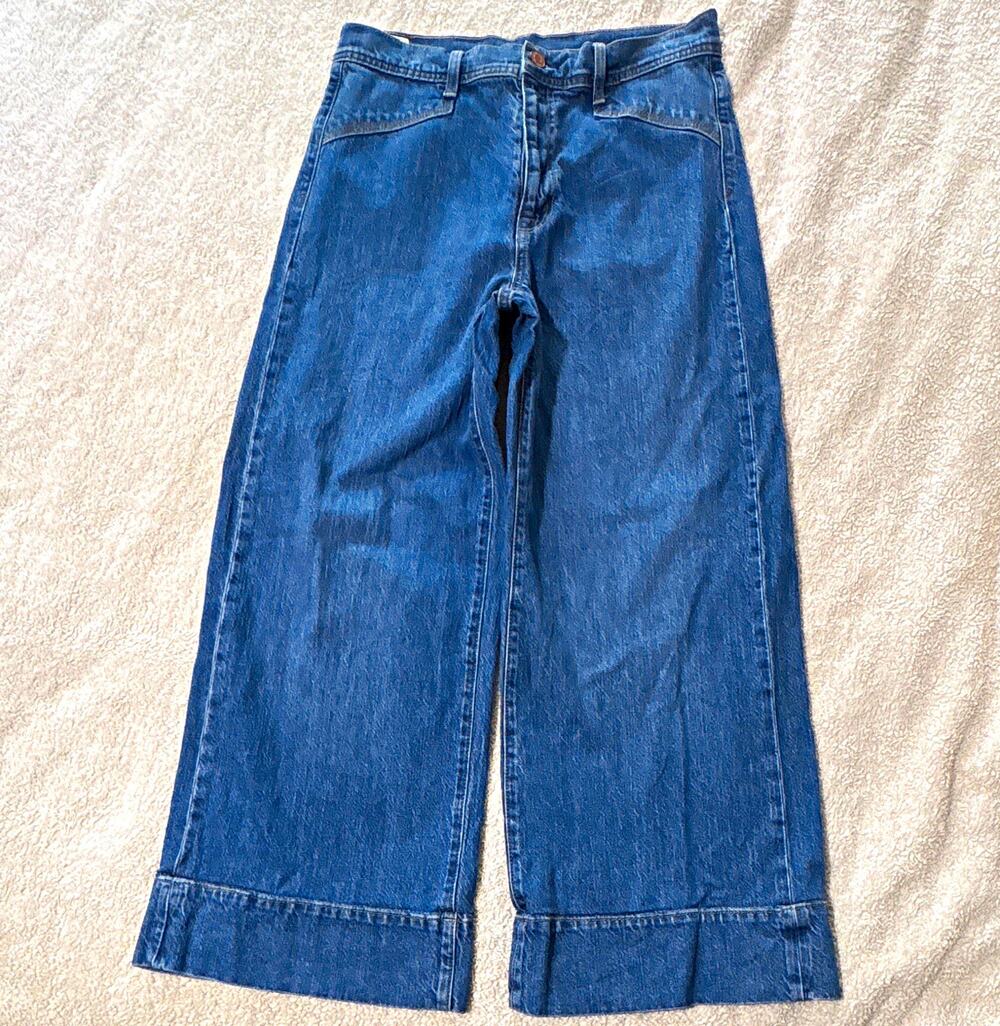 GAP Women’s Wide-Leg Jeans High Rise Medium Wash Blue Denim 5-Pocket